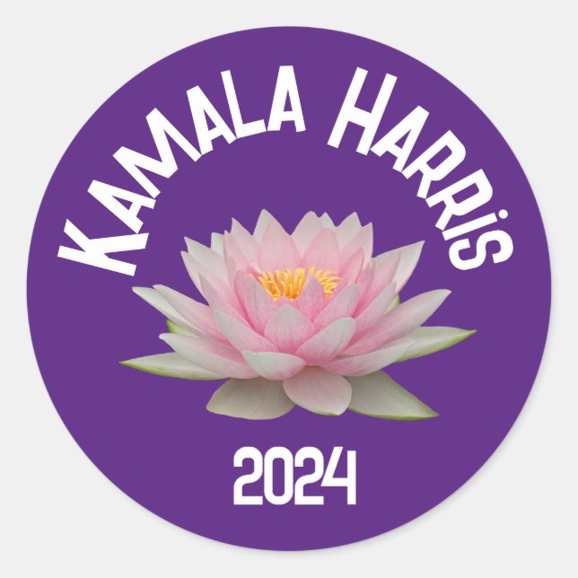 Pegatina Redonda Kamala Harris Lotus 2024 (Anverso)