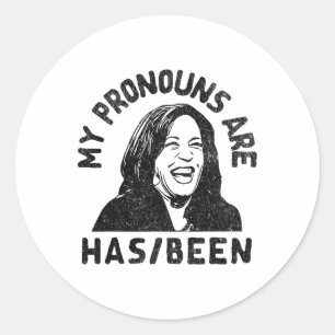 Pegatina Redonda Kamala Harris Mis Pronouns Son Ha Sido El Presiden