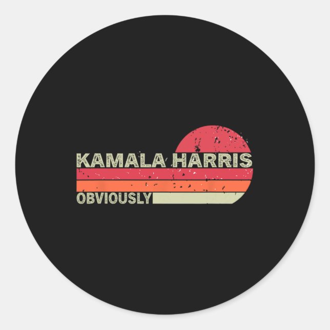 Pegatina Redonda Kamala Harris Obviamente. Harris obviamente (Anverso)