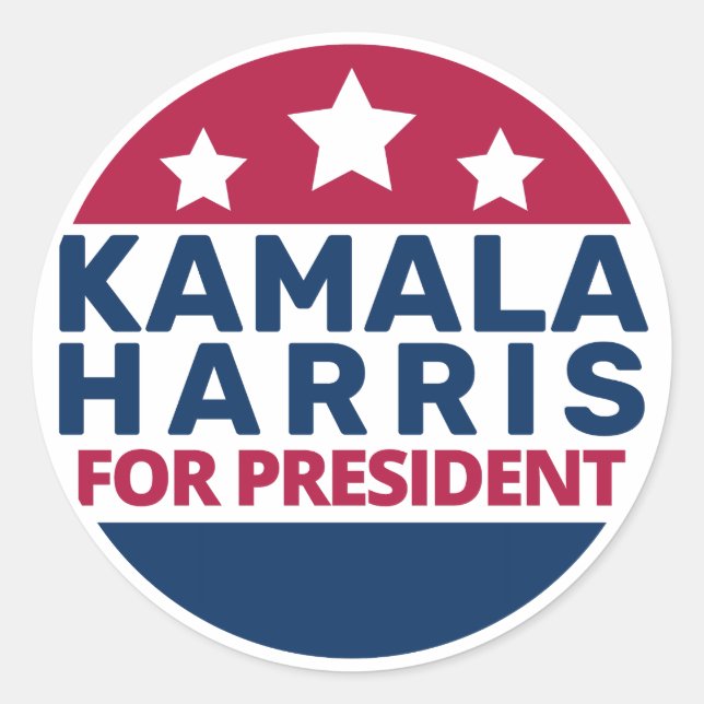 Pegatina Redonda Kamala Harris por el Presidente 2024 (Anverso)