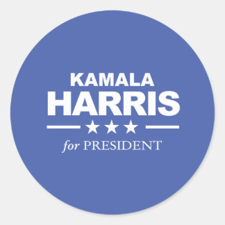 Pegatina Redonda Kamala Harris por el presidente - blanco -