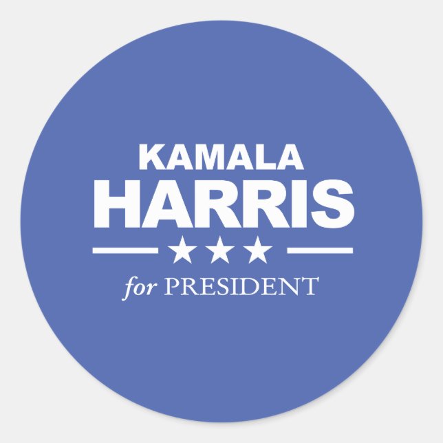 Pegatina Redonda Kamala Harris por el presidente - blanco - (Anverso)