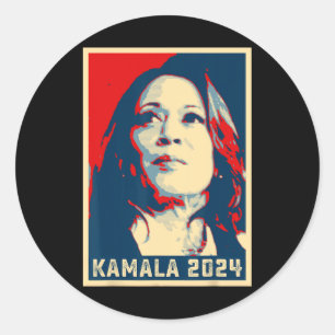 Pegatina Redonda Kamala Harris Por La Presidenta 2024 Señora Vicepr