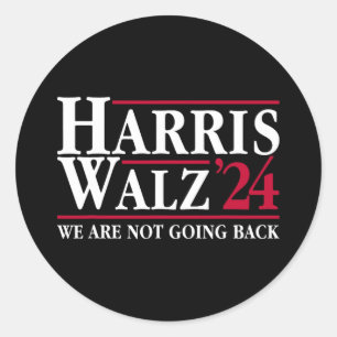 Pegatina Redonda Kamala Harris Tim Walz Vp ¡No Volveremos!