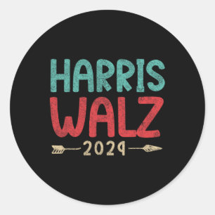 Pegatina Redonda Kamala Harris Tim Walz Waltz Harris Walz Waltz 202