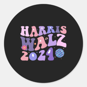 Pegatina Redonda Kamala Harris Tim Walz Waltz Harris Walz Waltz 202