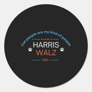 Pegatina Redonda Kamala Harris Tim Wheimer 2024 Cat People are My K