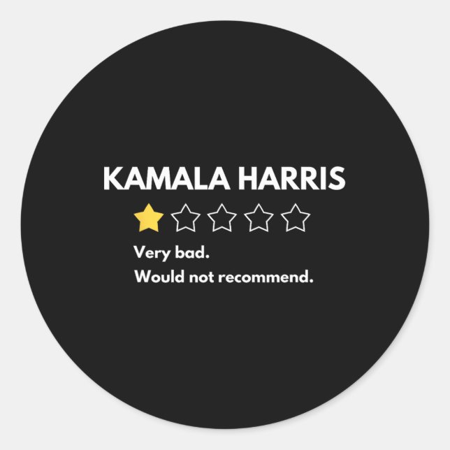 Pegatina Redonda Kamala Harris Una Estrella Muy Mal No (Anverso)