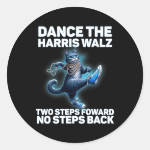 Pegatina Redonda Kamala Harris W 2024 Baile Waltz 2 pasos hacia ade