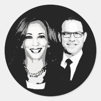 Pegatina Redonda Kamala Harris y Josh Shapiro Ticket