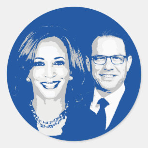 Pegatina Redonda Kamala Harris y Josh Shapiro Ticket