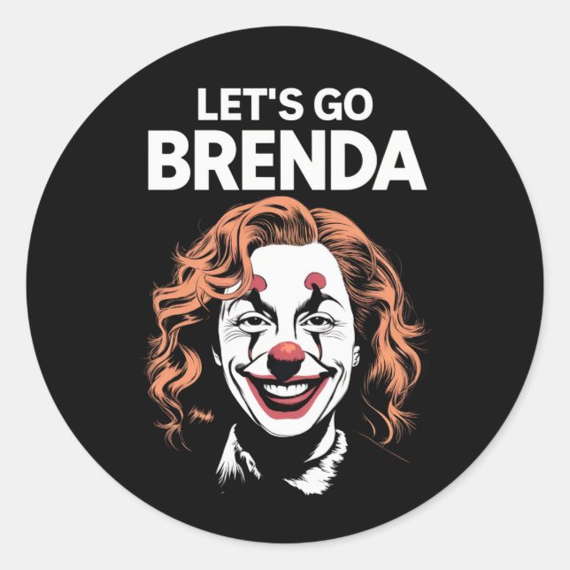 Pegatina Redonda Kamala Payaso Vamos Brenda (Anverso)