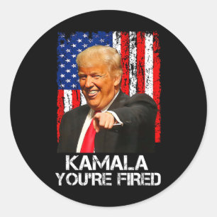 Pegatina Redonda Kamala te despiden presidente gracioso, Trump se r