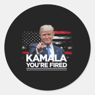 Pegatina Redonda Kamala te despiden presidente gracioso, Trump se r