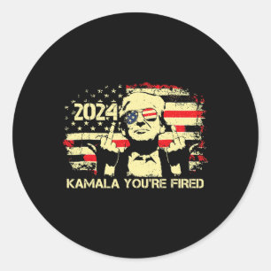 Pegatina Redonda Kamala te despiden presidente gracioso, Trump se r