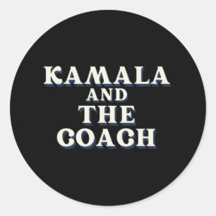 Pegatina Redonda Kamala Y El Entrenador De Kamala Harris Tim Walz 2