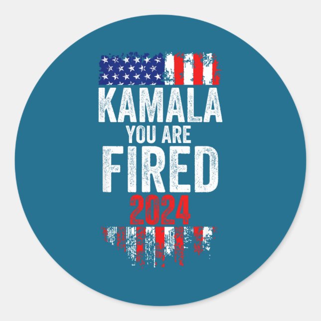 Pegatina Redonda Kamala You're Fired Funny Anti Kamala Harris Elect (Anverso)
