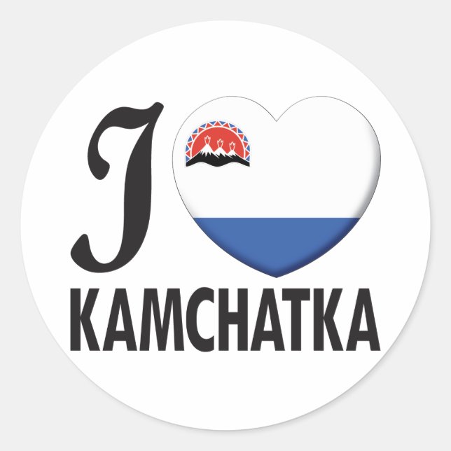 Pegatina Redonda Kamchatka Love (Anverso)