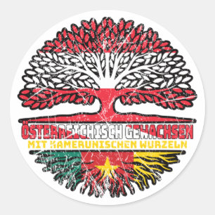 Pegatina Redonda Kamerun Kamerunisch Österreichisch Österreich Baum