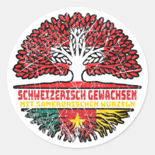 Pegatina Redonda Kamerun Kamerunisch Schweizer Schweiz Baum Wurzel