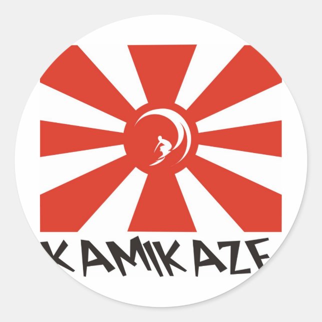 Pegatina Redonda Kamikaze Surf (Anverso)