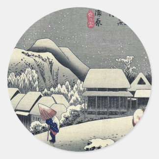 Pegatina Redonda Kanbara por Ando, Hiroshige Ukiyoe