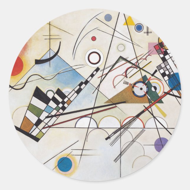 Pegatina Redonda Kandinsky 1923/composicion viii/pixdezines (Anverso)