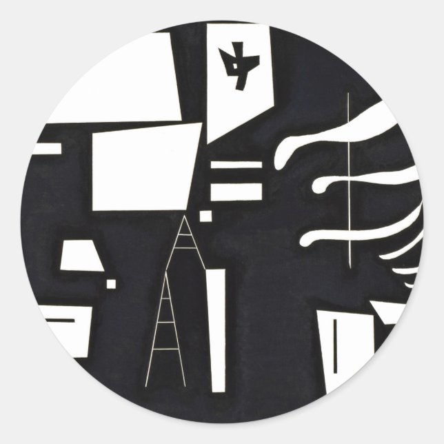 Pegatina Redonda Kandinsky - Blanco, suave y duro (Anverso)