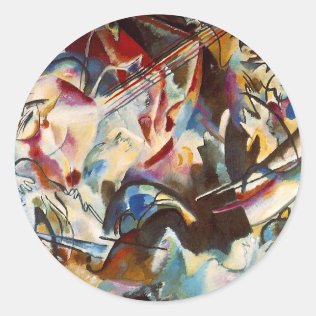 Pegatina Redonda Kandinsky Composición VI Pintura abstracta (Anverso)