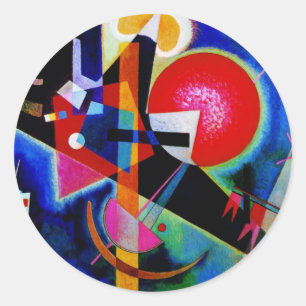 Pegatina Redonda Kandinsky con pintura abstracta azul