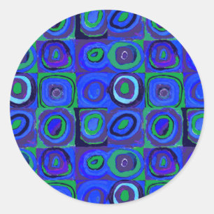 Pegatina Redonda Kandinsky Farbstudie Blue Quadrate Square Circle