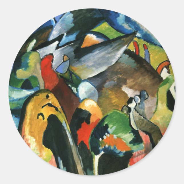 Pegatina Redonda Kandinsky - Improvisación 19A (Anverso)