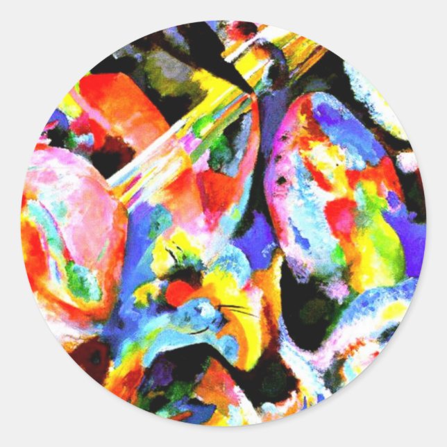 Pegatina Redonda Kandinsky - Improvisación de inundaciones (Anverso)