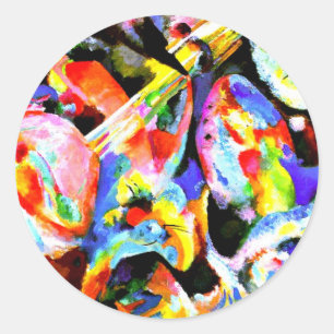 Pegatina Redonda Kandinsky - Improvisación de la inundación