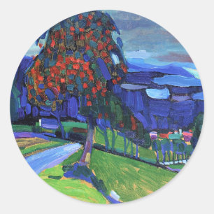 Pegatina Redonda Kandinsky - Otoño en Murnau,