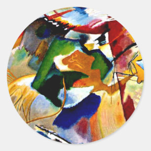 Pegatina Redonda Kandinsky - Pintura con centro verde