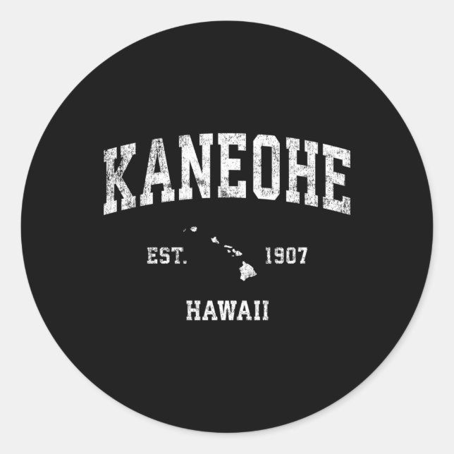 Pegatina Redonda Kaneohe Hawaii Hi Athletic Sports (Anverso)