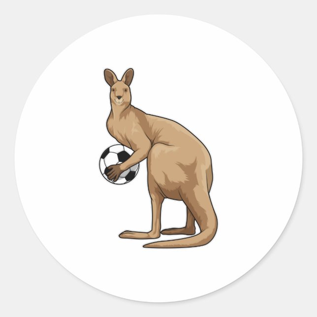 Pegatina Redonda Kangaroo at Soccer Sports (Anverso)