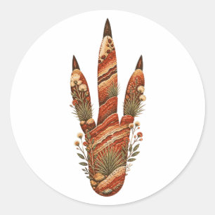 Pegatina Redonda Kangaroo Botanical Footprint Nature Sticker