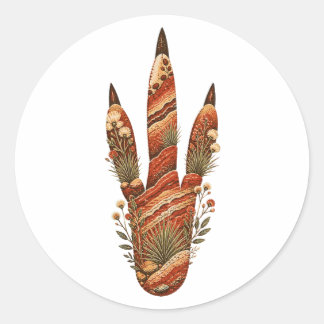 Pegatina Redonda Kangaroo Botanical Footprint Nature Sticker