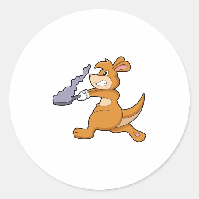 Pegatina Redonda Kangaroo: Cocina con Pan (Anverso)