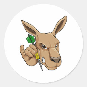 Pegatina Redonda Kangaroo como jugador de Dart con Dart