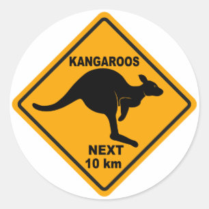 Pegatina Redonda Kangaroos Próximos 10 km