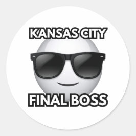 Pegatina Redonda Kansas City Final Boss Cool Emoji Sticker