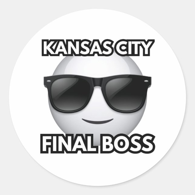 Pegatina Redonda Kansas City Final Boss Cool Emoji Sticker (Anverso)