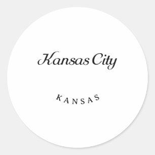 Pegatina Redonda Kansas City Kansas Black Font