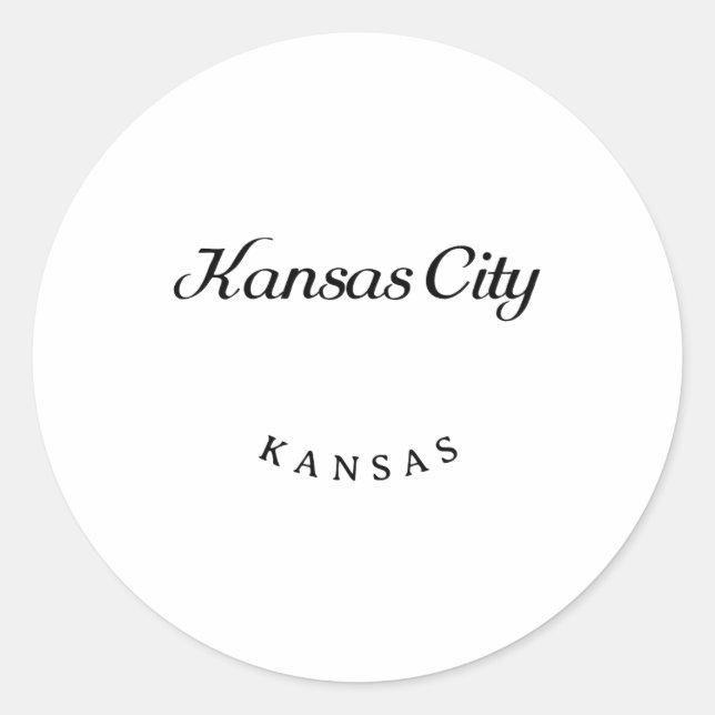 Pegatina Redonda Kansas City Kansas Black Font (Anverso)
