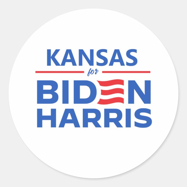 Pegatina Redonda Kansas para el imán de coches Biden Harris (Anverso)