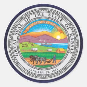 Pegatina Redonda Kansas Seal
