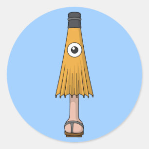 Pegatina Redonda Karakasa-obake (Fantasma de los paraguas)